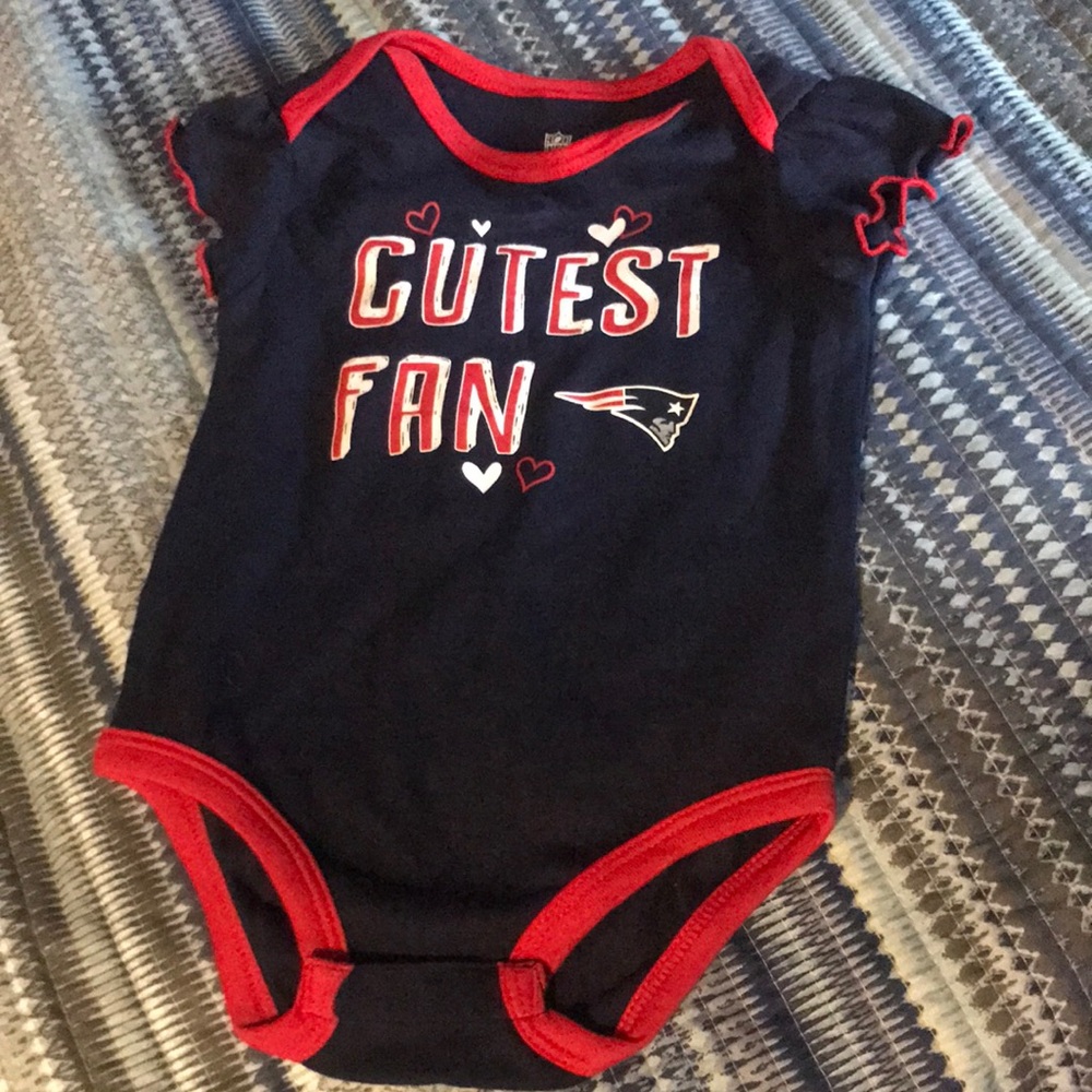 Patriots Navy and Red Baby Onesie